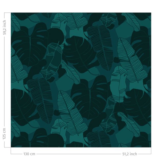 tende con disegni Mix di foglie tropicali - Giada scuro