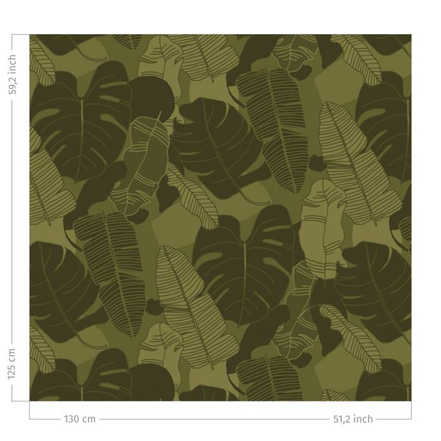 tende con disegni Mix di foglie tropicali - Verde oliva