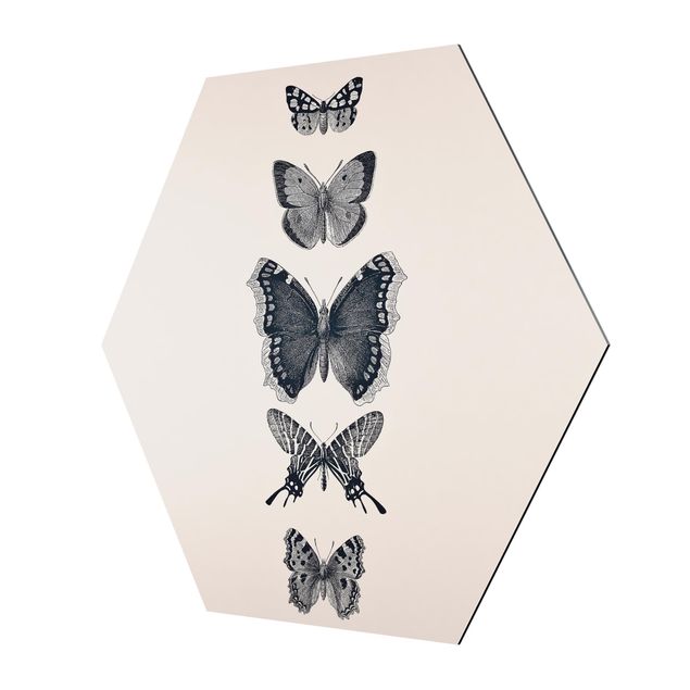 Quadri stampe Farfalle d'inchiostro su sfondo beige