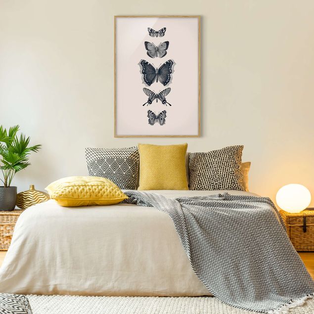 Quadri moderni   Farfalle d'inchiostro su sfondo beige