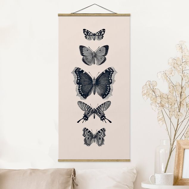 Quadri farfalle Farfalle d'inchiostro su sfondo beige