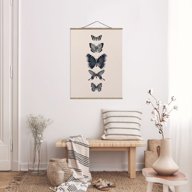 Quadri animali Farfalle d'inchiostro su sfondo beige