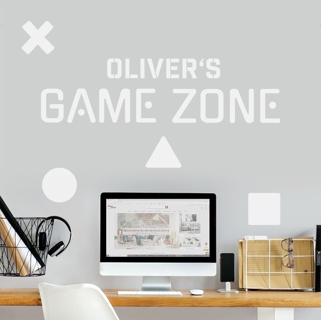 Frasi adesive per pareti personalizzate Tipografia Game Zone con nome personalizzato