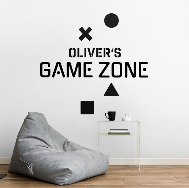 Adesivi murali Tipografia Game Zone con nome personalizzato