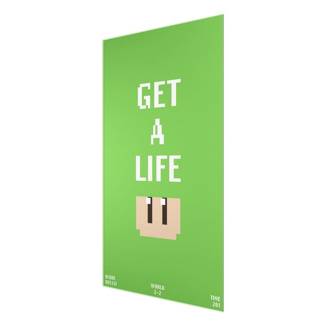 Magnettafel Glas Frase di videogioco Get A Life in verde
