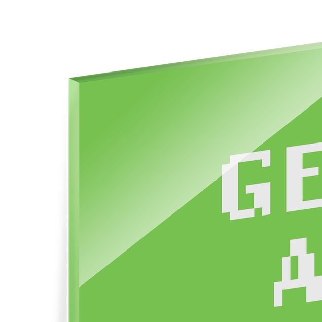 Quadro in vetro - Frase di videogioco Get A Life in verde