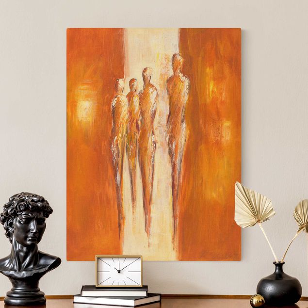 Quadri astratti moderni Quattro figure in arancione 02