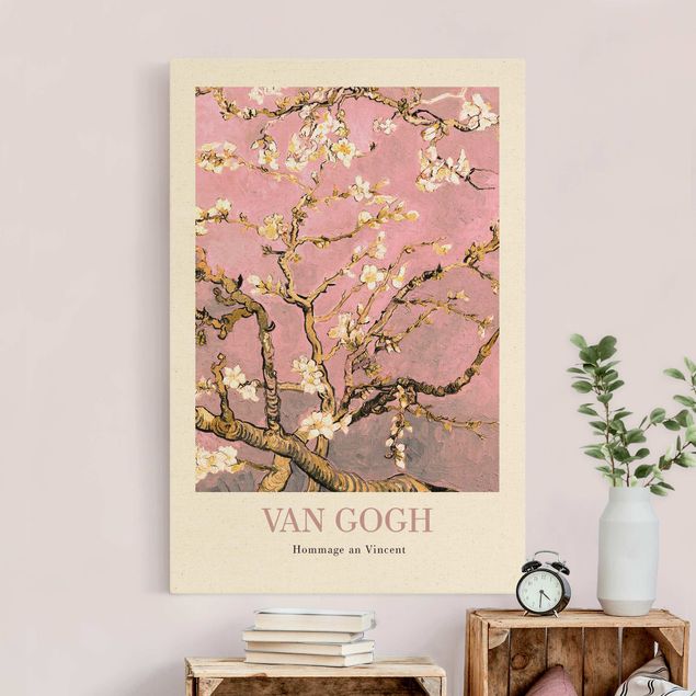 Puntinismo quadri famosi Vincent van Gogh - Mandorlo in fiore in rosa - Edizione da museo