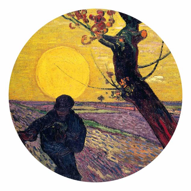 Carta da parati adesiva Vincent Van Gogh - Seminatore con sole al tramonto