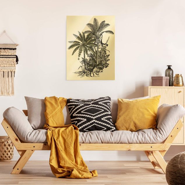 Quadri di fiori Illustrazione vintage - Scimmie e palme