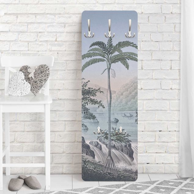 Appendiabiti pannello con paesaggio Illustrazione vintage - Paesaggio con palma