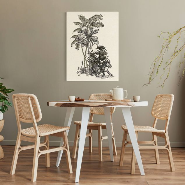 Quadri fiori Illustrazione vintage - Tigre e palme