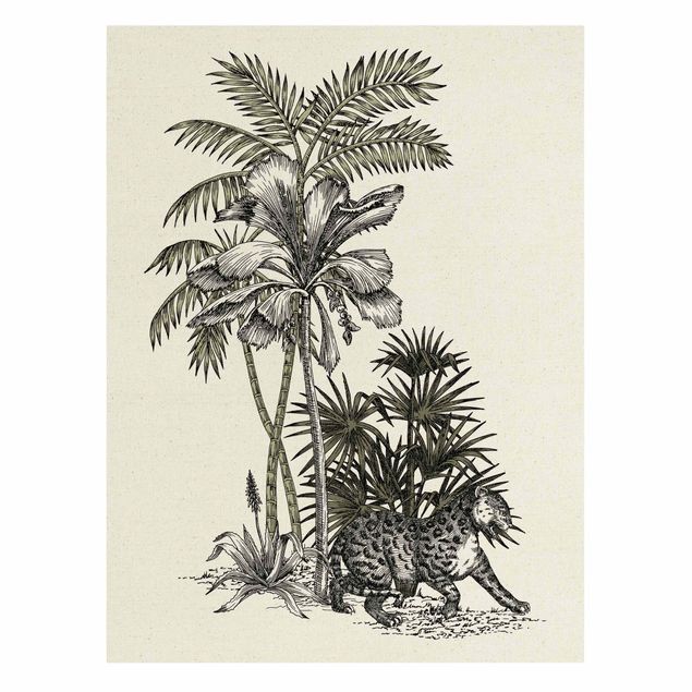 Quadro vintage Illustrazione vintage - Tigre e palme