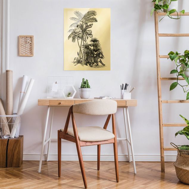 Quadri di fiori Illustrazione vintage - Tigre e palme