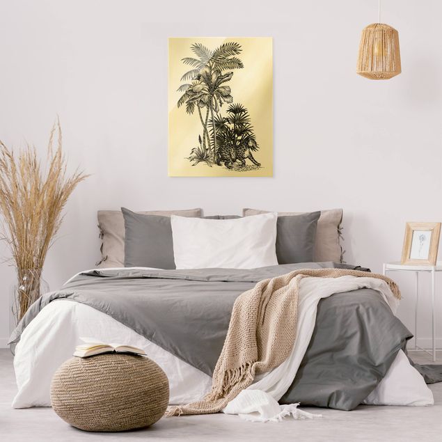 Quadri floreali moderni Illustrazione vintage - Tigre e palme