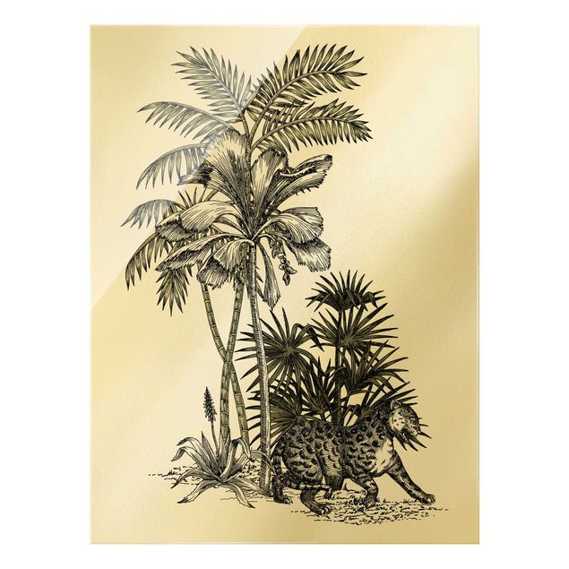 Quadri stampe Illustrazione vintage - Tigre e palme