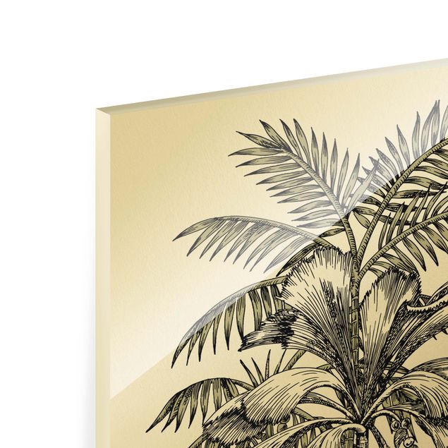 Glas Magnetboard Illustrazione vintage - Tigre e palme