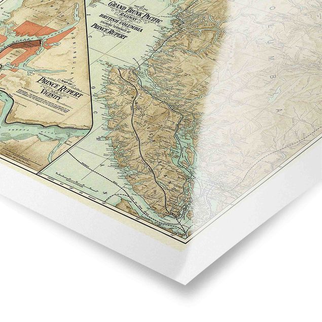 Quadri Andrea Haase Mappa vintage della Columbia Britannica