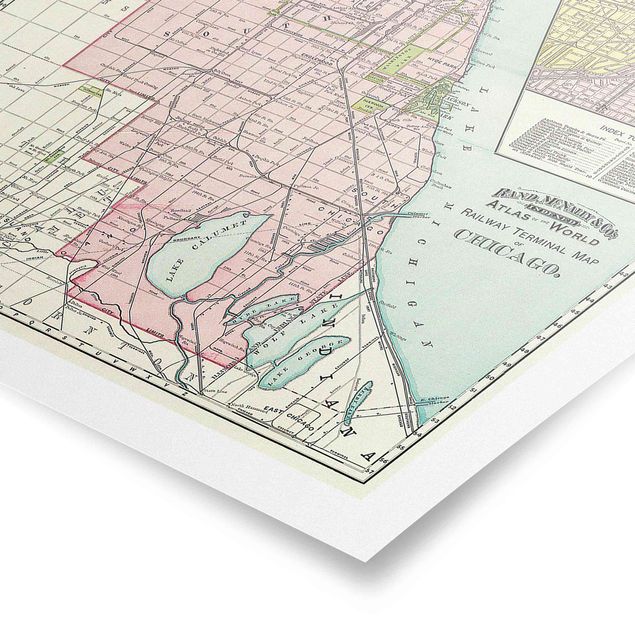 Quadri Andrea Haase Mappa vintage Chicago