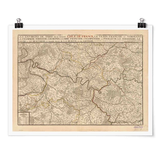 Quadri Andrea Haase Mappa vintage Francia
