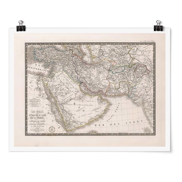 Quadri Andrea Haase Mappa vintage del Medio Oriente