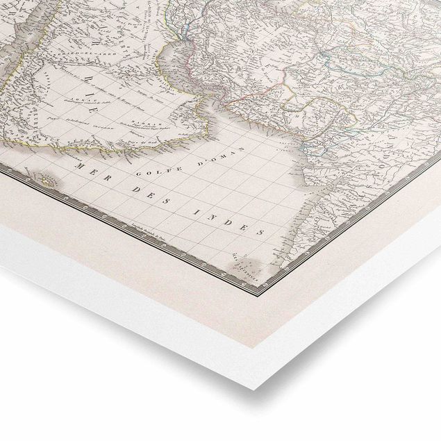 Quadri stampe Mappa vintage del Medio Oriente