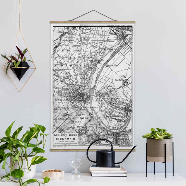 Quadri Parigi Mappa vintage St Germain Parigi