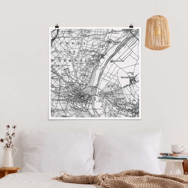 Quadri Parigi Mappa vintage St Germain Parigi