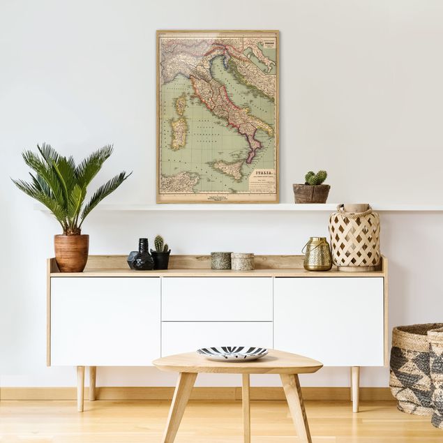 Quadri con cornice vintage Mappa vintage Italia