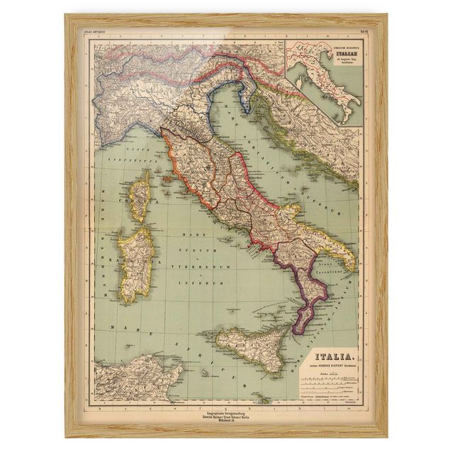 Quadri colorati Mappa vintage Italia