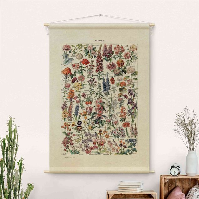 arazzo da parete moderno Tavola didattica vintage con fiori V