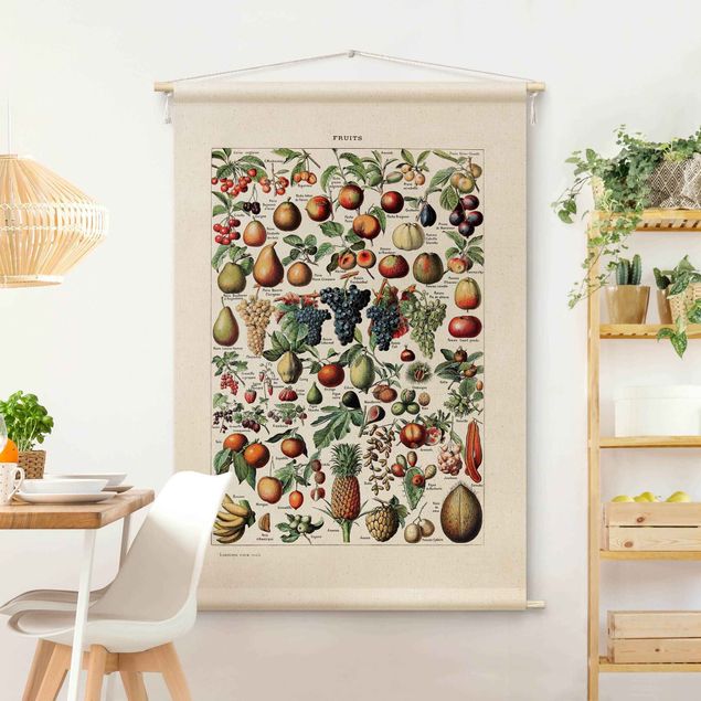 Arazzi da parete moderni Tavola didattica vintage frutti