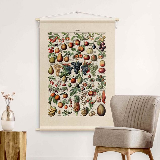Tappeto da muro Tavola didattica vintage frutti