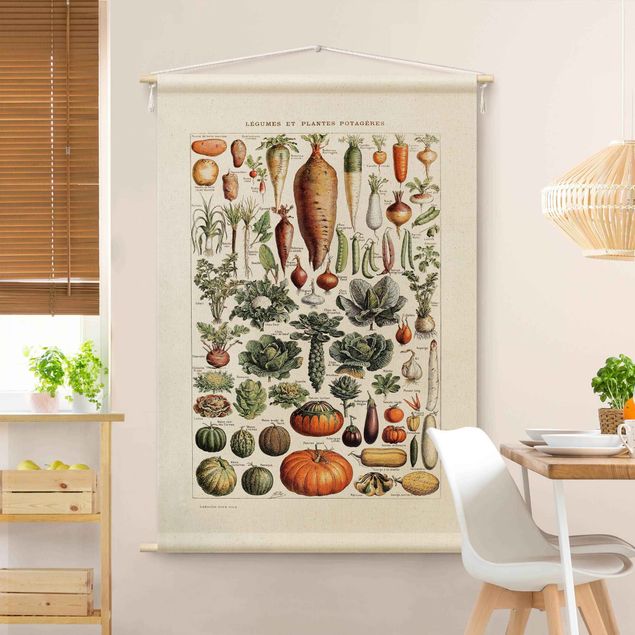 Arazzo da parete XXL Tavola didattica vintage verdure