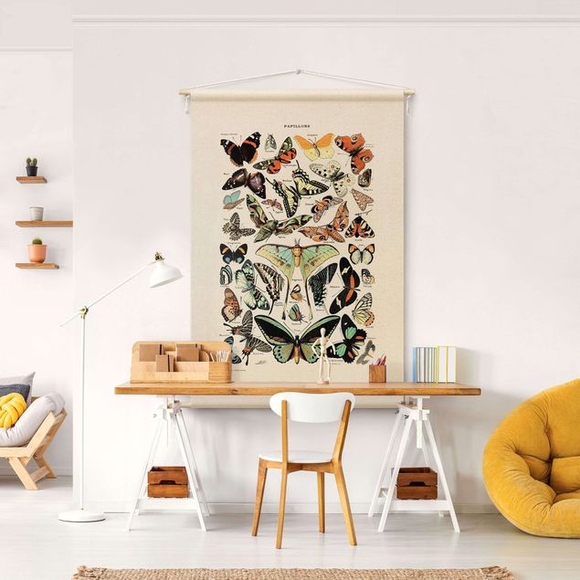 arazzi moderni da parete Tavola didattica vintage farfalle e lepidotteri