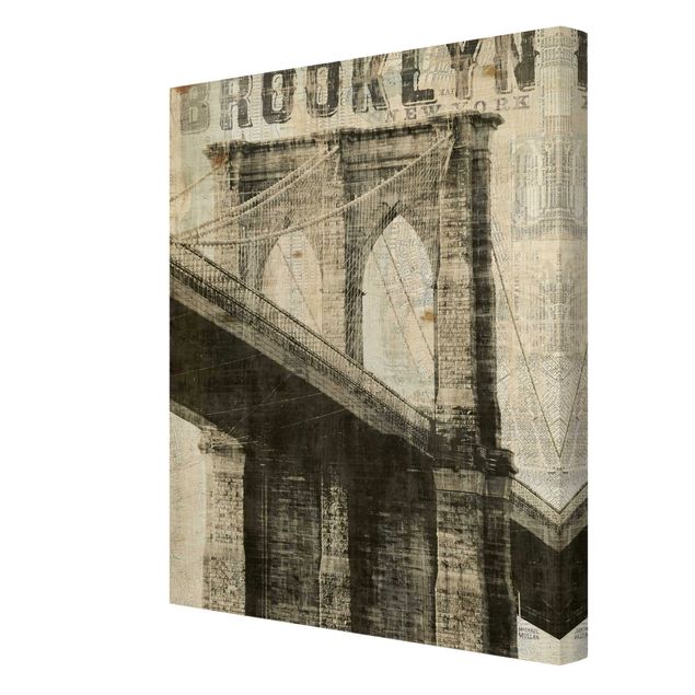 Stampa su tela vintage Vintage NY Ponte di Brooklyn