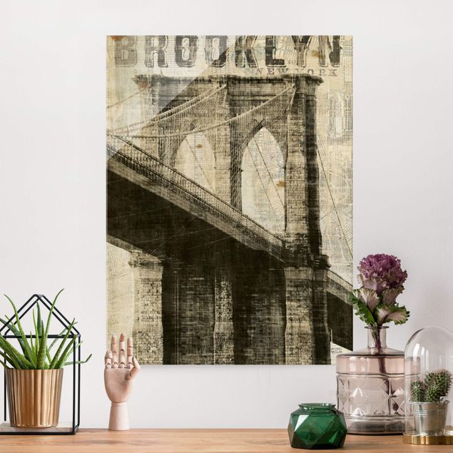 Quadri in vetro New York Vintage NY Ponte di Brooklyn