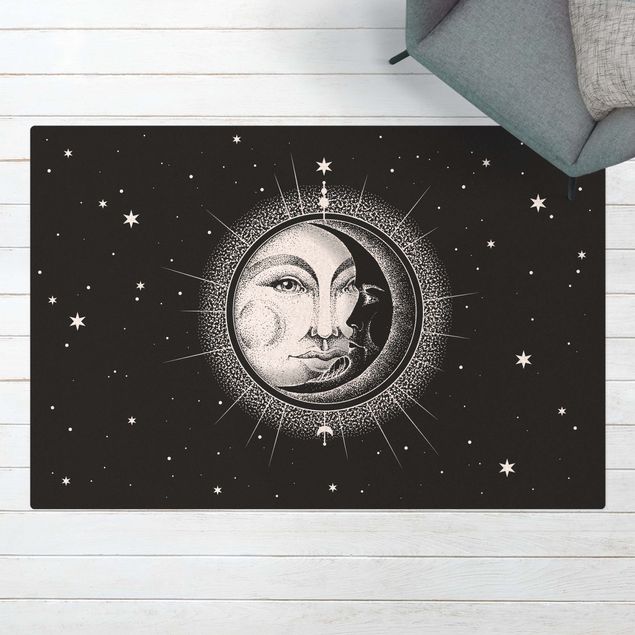 Tappeti vintage Illustrazione vintage di sole e luna