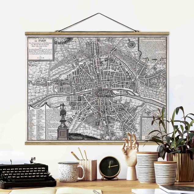 Quadri Parigi Mappa vintage della città di Parigi intorno al 1600