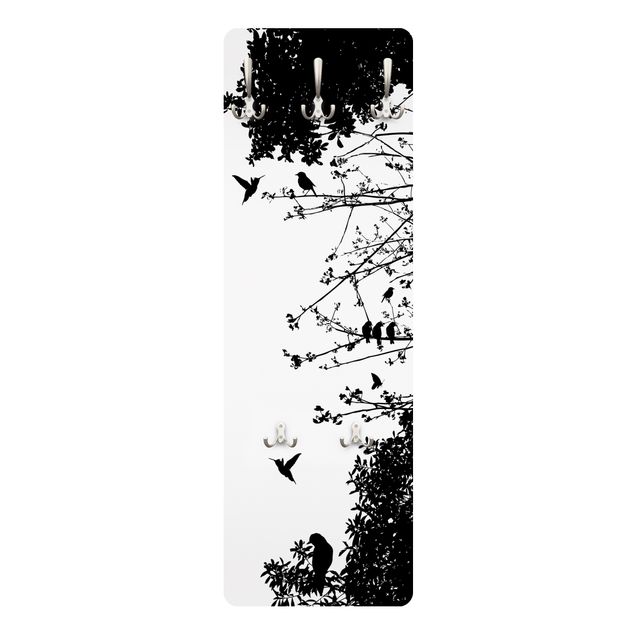 Appendiabiti bianco Albero vintage con uccelli