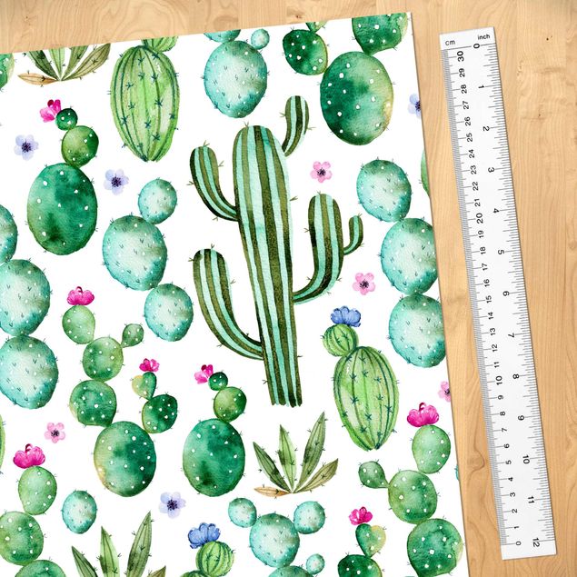 Carta da parati a fiori Cactus ad acquerello