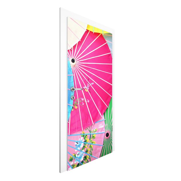 Carte da parati per porte con disegni Gli ombrelloni cinesi