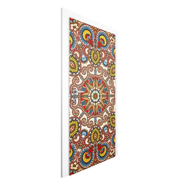 Carte da parati per porte con disegni Mandala colorato