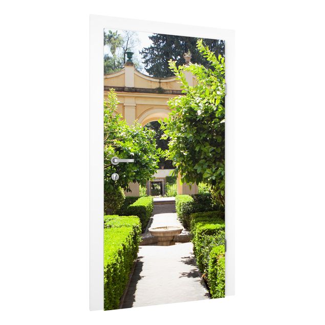 Carte da parati per porte con paesaggio Sentiero del giardino dell'Alhambra