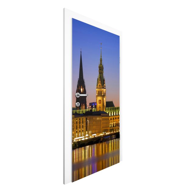 Carte da parati per porte architettura e skylines Panorama di Amburgo