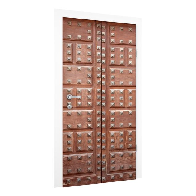 Carte da parati per porte effetto legno Porta moresca in legno ad Alhambra