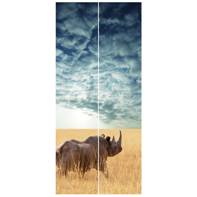 Carte da parati architettura Rinoceronte nella savana
