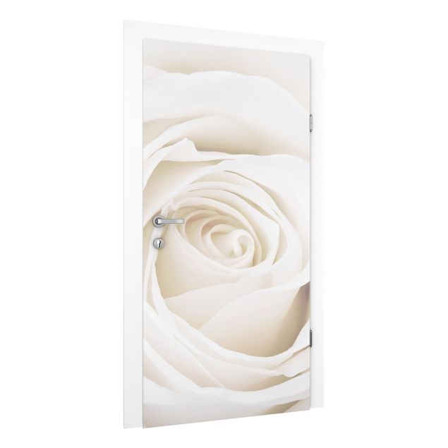 Carte da parati per porte con fiori Bella rosa bianca