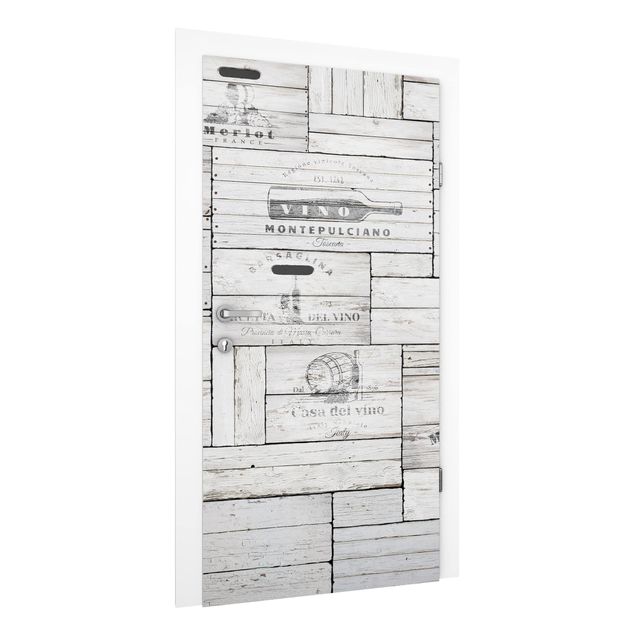 Carte da parati per porte effetto legno Casse di legno in stile shabby