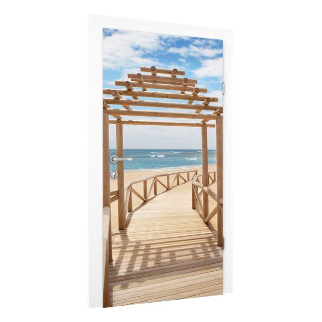 Carte da parati per porte con spiaggia Sentiero verso il mare in Andalusia